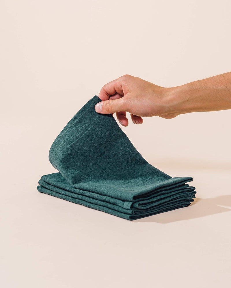 Caldo Linen Dinner Napkins - Rustic- Soft and Durable Cloth - Washable and Reusable- 4 Pack - 20x20 inch (Spruce) - Image 2